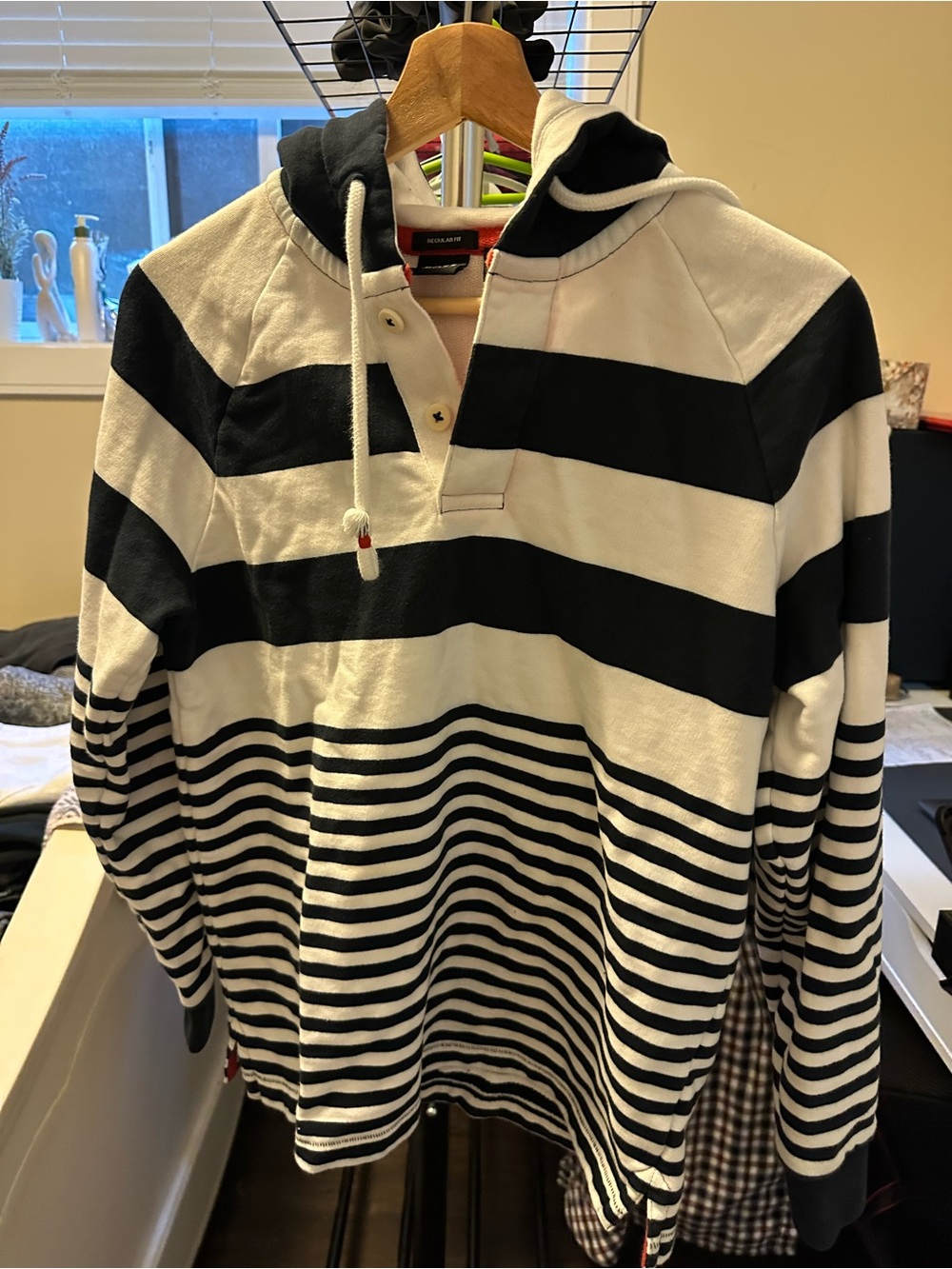 Boss Black & White Striped Hooded Men’s Shirt